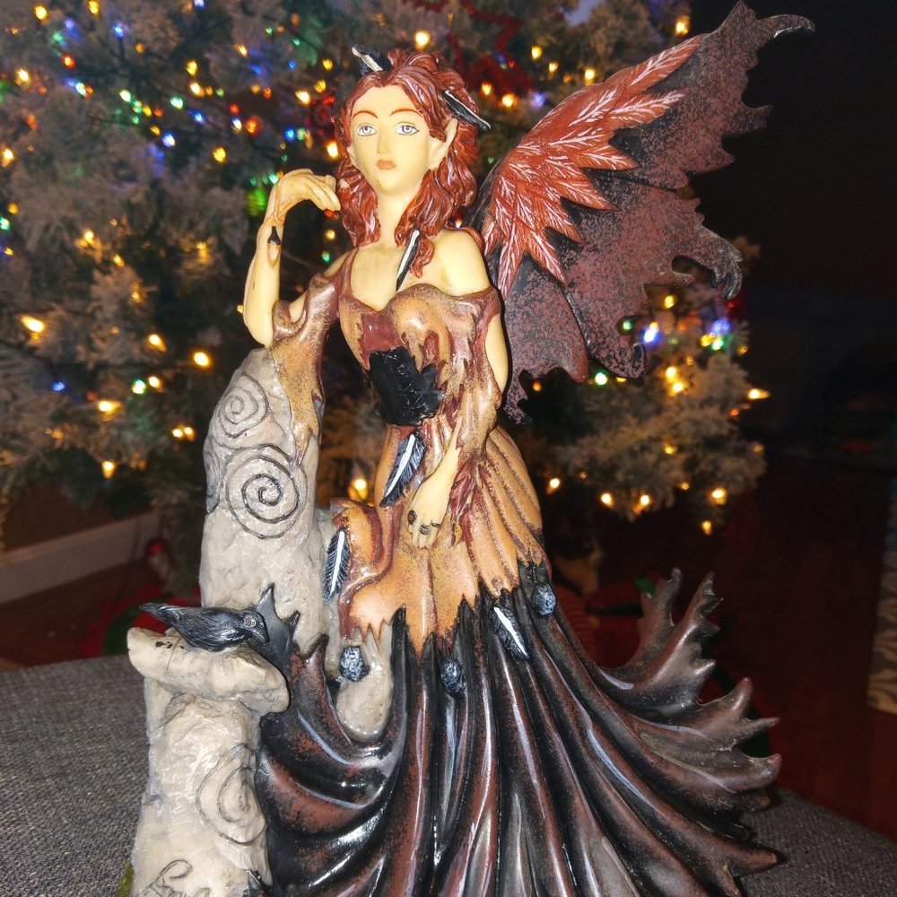 Amy Brown Wood Witch Figurine, Vintage Fairy Statue 2003